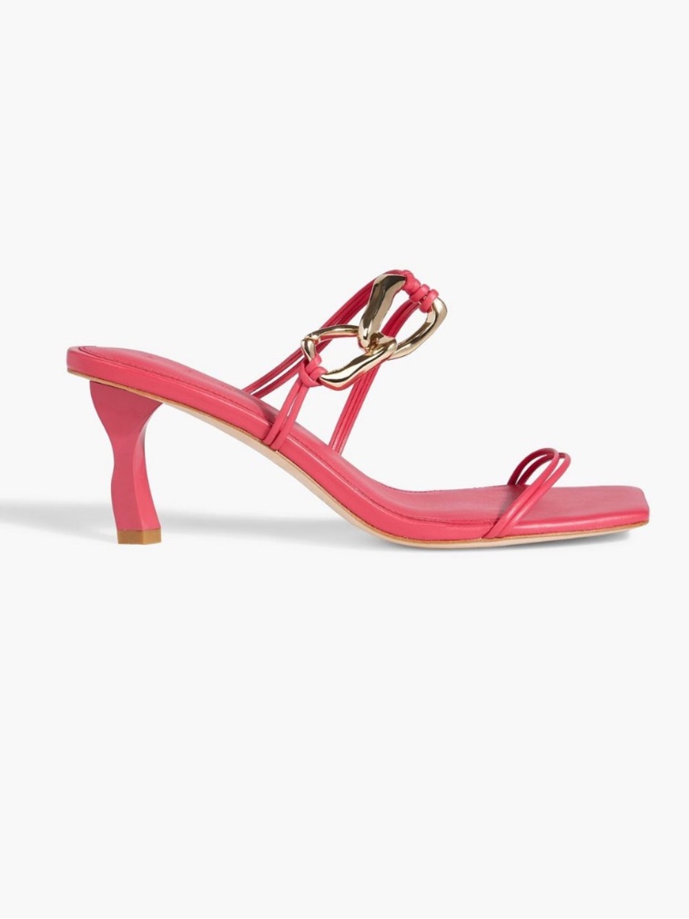 Aje Hot Pink Square-Toe Strappy Sandals with Gold Chain